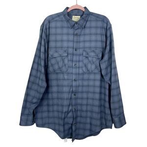 Cabela's Blue Fleece Plaid Long Sleeve Button 2 Pockets Casual Shirt Top Size L